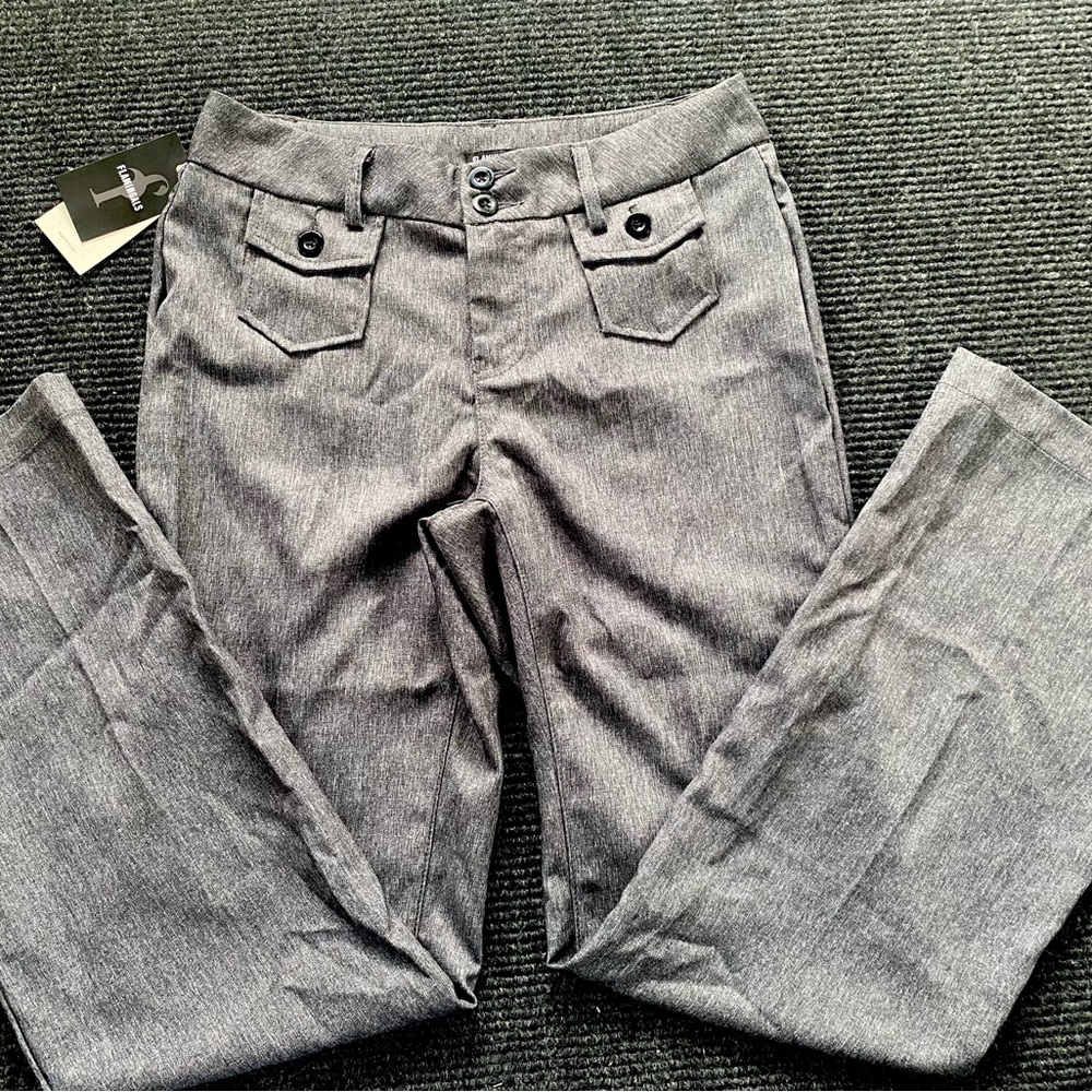 Charcoal Gray Flamingals Bootcut Dress Pants with Pockets-Size Medium